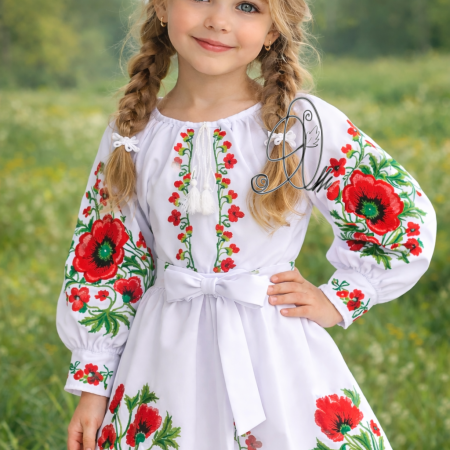 Вишите плаття на дівчинку "Маки" з клинами.